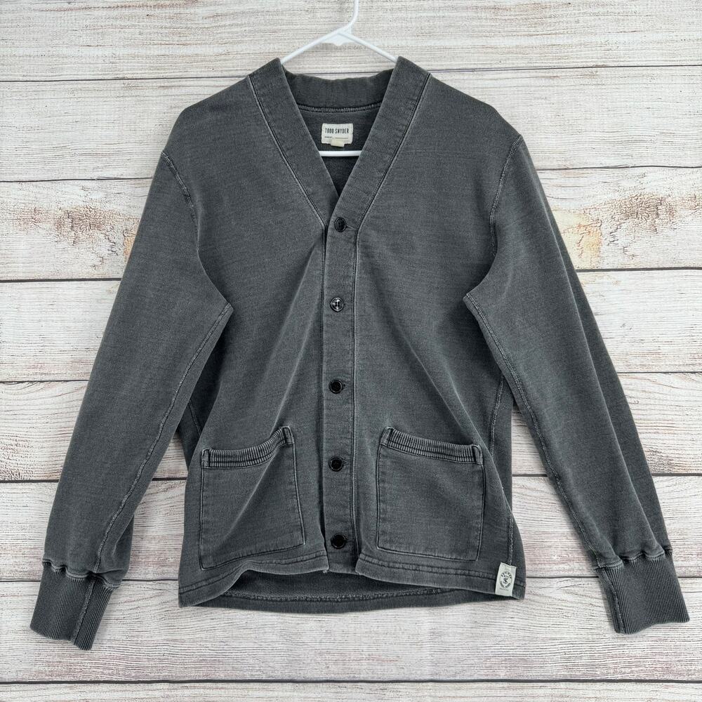 Todd Snyder Vintage Wash Dyed Cardigan Sweatshirt Mens Small Gray